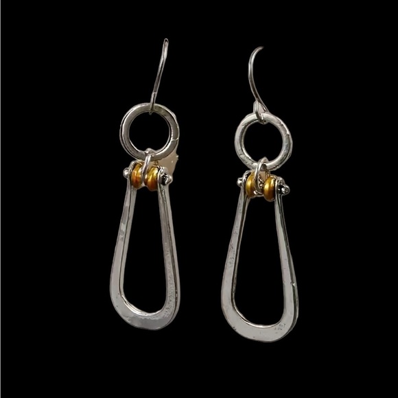 Boho Silver and Gold Dangle Earrings - Picture 3 of 3